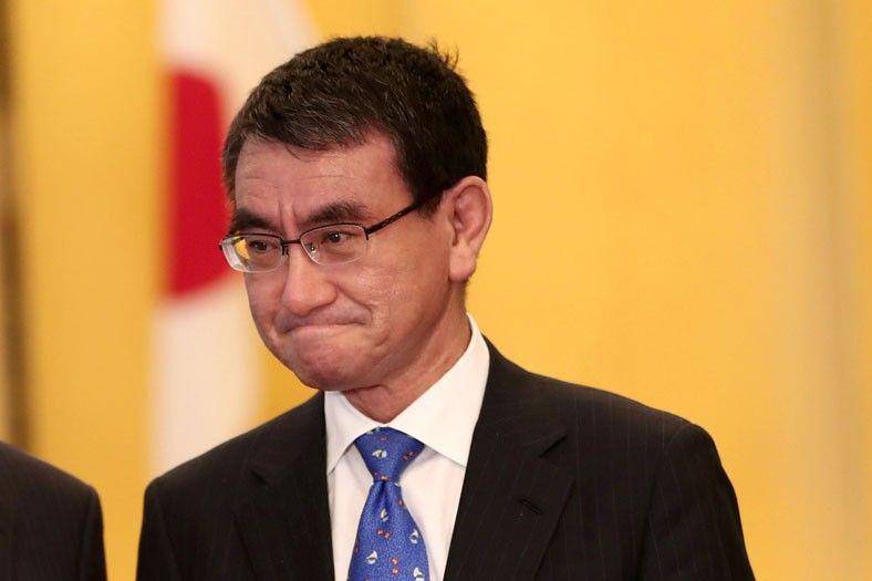 Taro Kono. (ANTARA/Behrouz Mehri/Pool via Reuters)