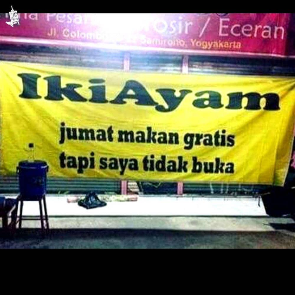 10 Tulisan Kocak di Spanduk Jualan, Bikin Pembeli Auto Nyengir