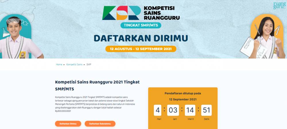 Situs Kompetisi Sains Ruangguru (ruangguru.com)