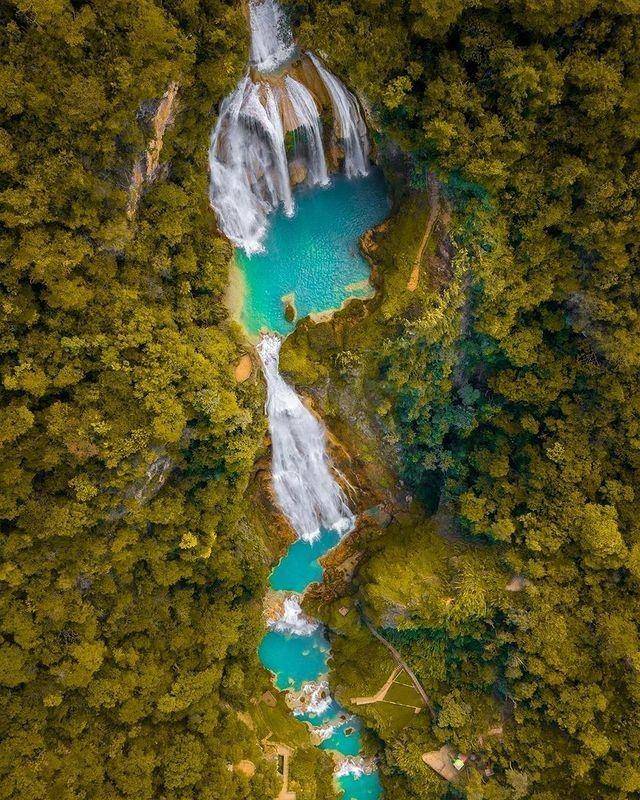 foto udara Air Terjun El Chiflon (instagram.com/creaturviajes)