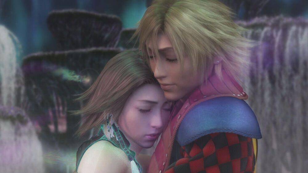 Mirip seperti Tidus, Shuyin memeluk Yuna karena mengira ia adalah Lenne. (finalfantasy.fandom.com)