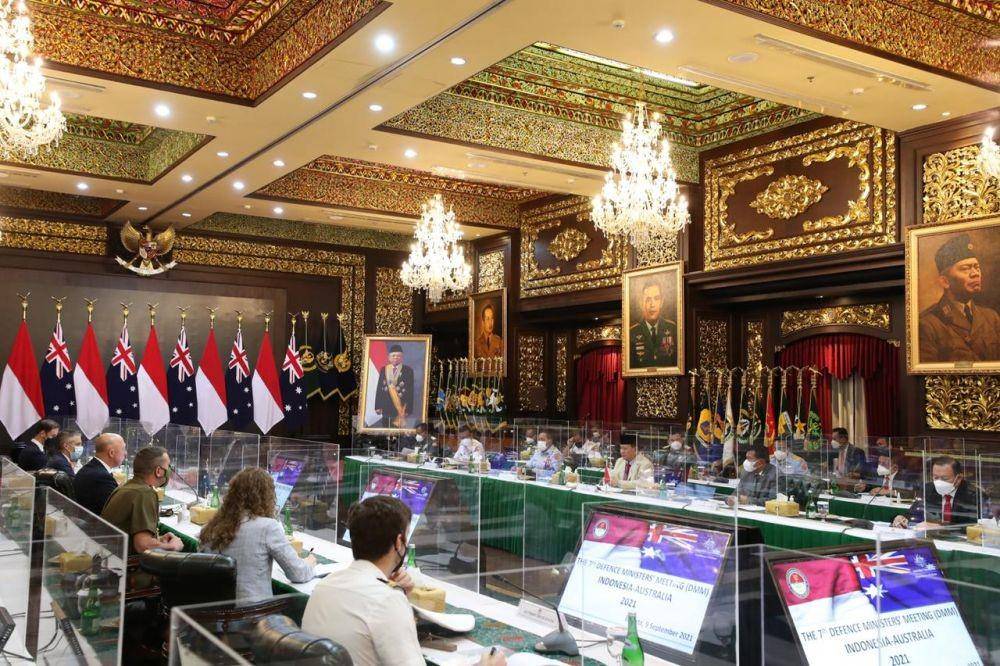 Menteri Pertahanan Prabowo Subianto bertemu dengan Menhan Australia dan delegasinya di kantor Kemenhan (Dokumentasi Kementerian Pertahanan)