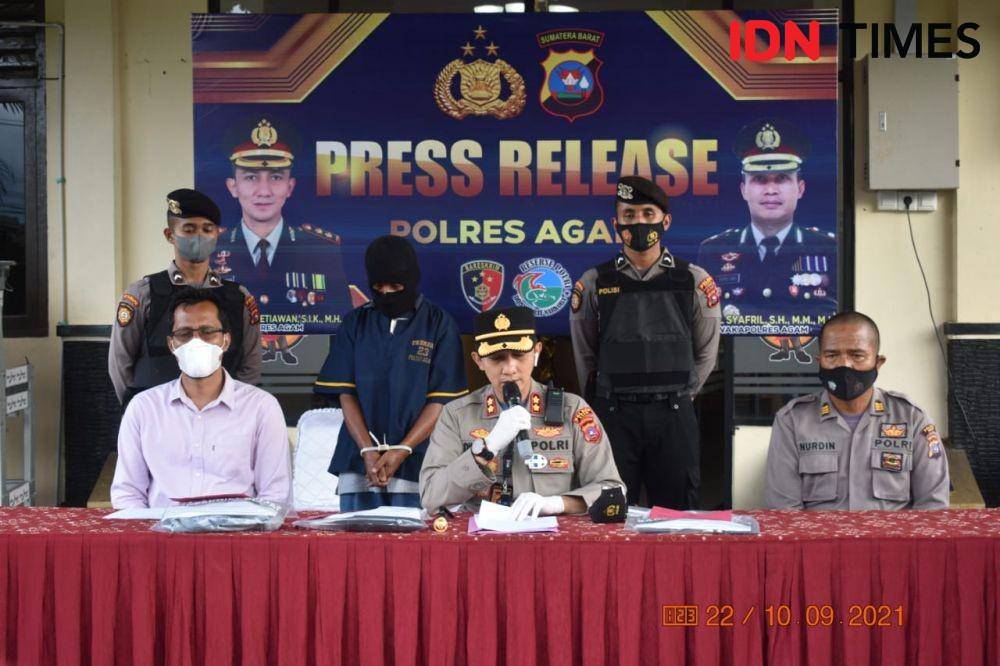 Pers rilis kasus pencabulan anak dibawah umur di Mapolres Agam, Sumatra Barat. Doc. IDN Times