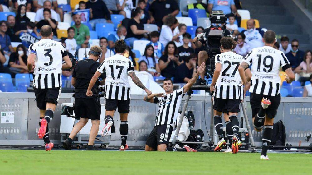 Para pemain Juventus merayakan gol Alvaro Morata / Football Italia