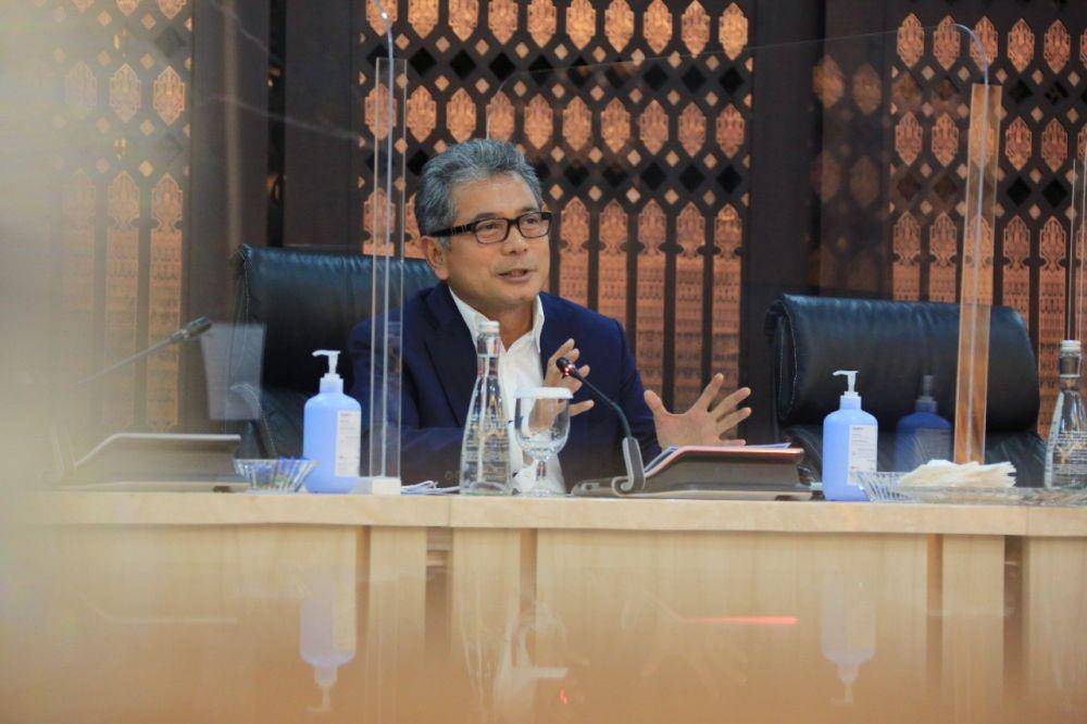 Direktur Utama BRI Sunarso pada acara CEO Talk yang diselenggarakan BRI Corporate University dengan tema Establishing an Ultra Micro Ecosystem: New Driver to Grow Sustainably, to be a Champion of Financial Inclusion, Jumat (3/9/2021). (Dok. BRI)