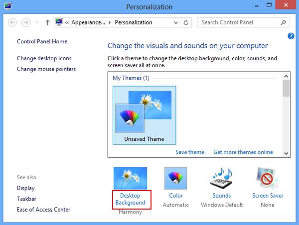 pengaturan wallpaper Windows 8 (isunshare.com)