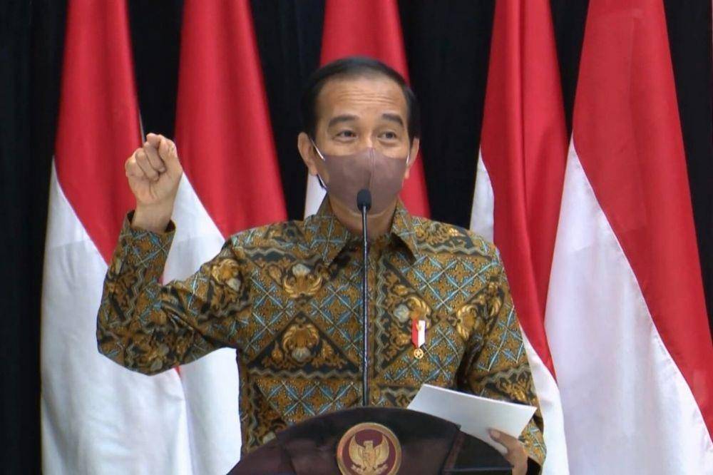 Presiden Jokowi beri sambutan di Pertemuan Majelis Rektor Perguruan Tinggi Nasional Indonesia pada Selasa (14/9/2021). (youtube.com/Sekretariat Presiden)