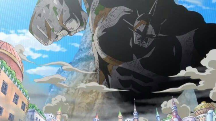 Pica menggunakan ishi ishi no mi untuk berubah menjadi raksasa. (dok. Crunchyroll/One Piece)