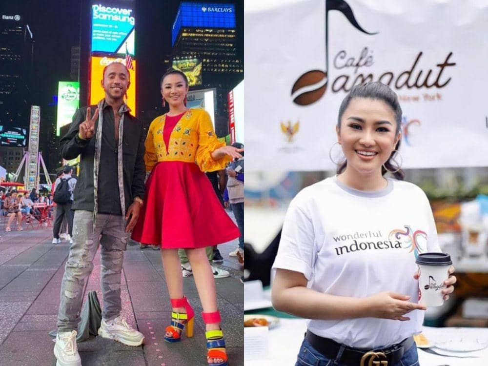 10 Potret Fitri Carlina Meresmikan Cafe Dangdut di Amerika