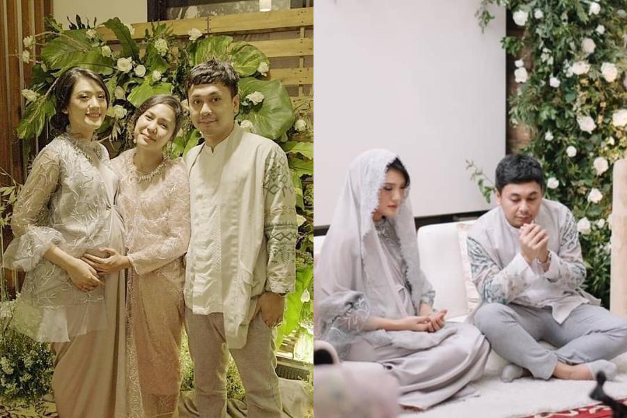 Busana acara tasyakuran kehamilan Anissa Aziza (@imagenic via instagram.com/raditya_dika)