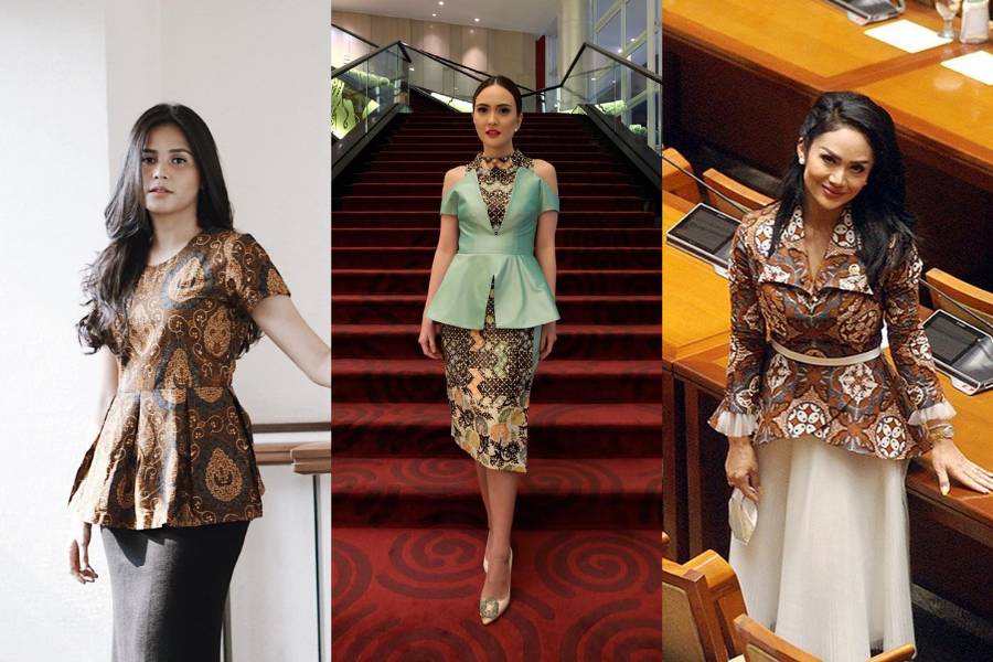 Inspirasi atasan dan gaun batik model peplum (instagram.com/yunitasiregar | instagram.com/shandyaulia | instagram.com/krisdayantilemos)