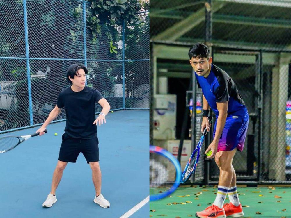 Teuku Rassya dan Ibnu Jamil bermain tenis. (instagram.com/teukurassya | instagram.com/ibnujamilo)