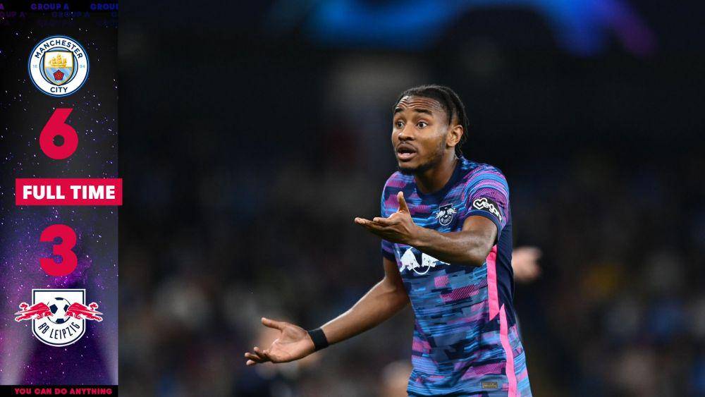 hasil laga Manchester City versus RB Leipzig di pekan pertama Liga Champions (twitter.com/RBLeipzig_EN)