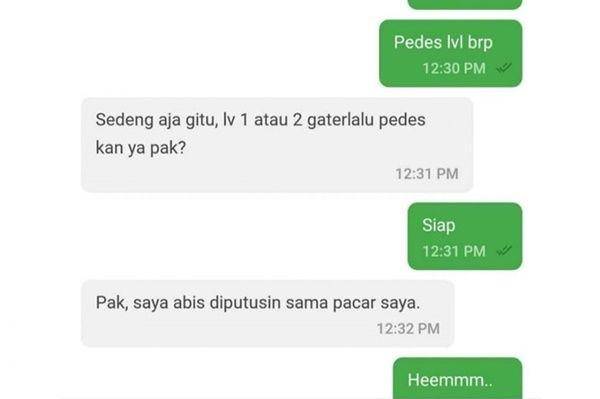 chat order makanan di ojek online (instagram.com/newdramaojol.id)