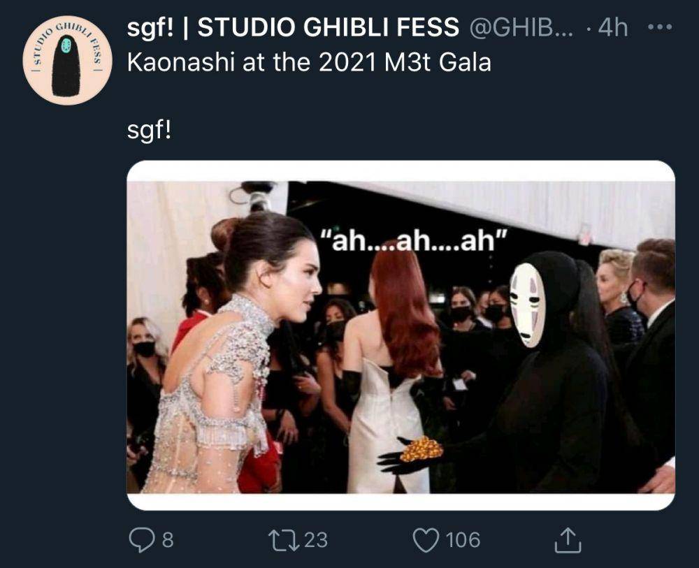 Kim Kardashian sebagai Kaonashi (twitter.com/GHIBLI_FESS)