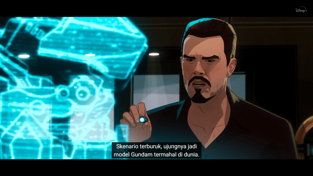 Tony Stark menyebut Gundam. Disney+ Hotstar/What If?