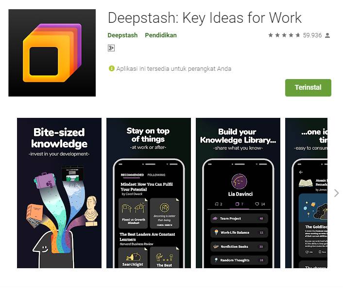 ilustrasi aplikasi Deepstash (play.google.com)