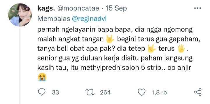 tweet bengek ketika beli obat (twitter.com/mooncatae)