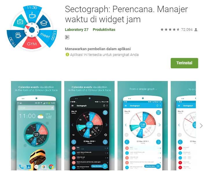 ilustrasi aplikasi Sectograph (play.google.com)