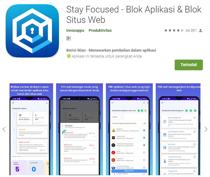 ilustrasi aplikasi Stay Focused (play.google.com)