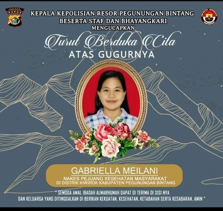 Informasi duka meninggalnya perawat Gabriella Meilani akibat diserang anggota KKB di Papua (Dokumentasi IDI)