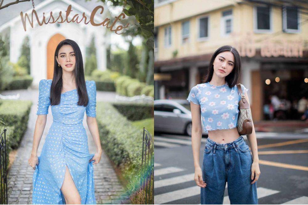 Outfit biru ala Mai Davika (instagram.com/davikah)