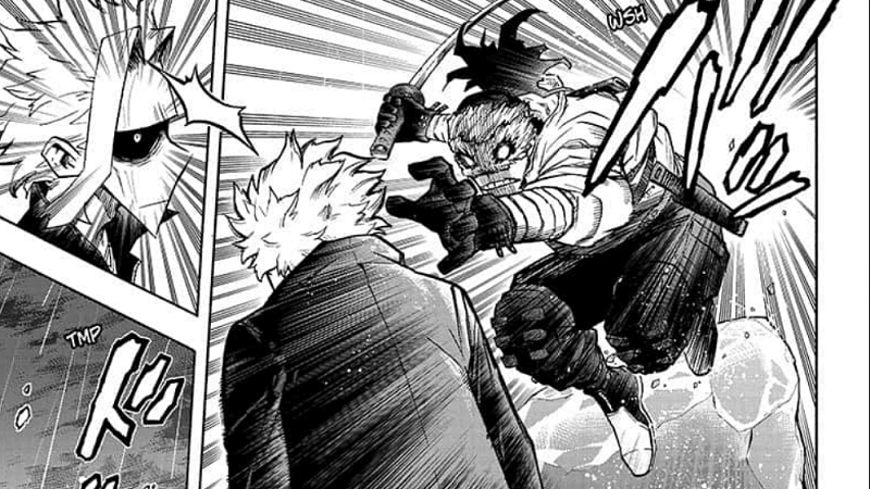 Stain meraih All Might. mangaplus.shueisha.co.jp/My Hero Academia