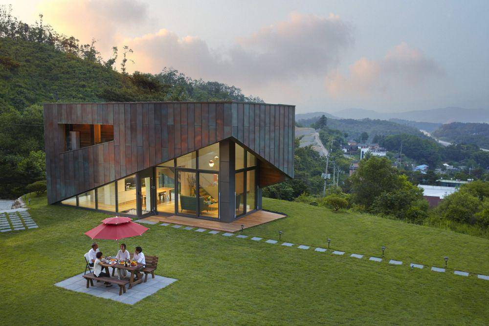 potret bagian eksterior dari Skete House di Yangpyeong (qja.co.kr)