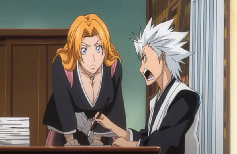 Hitsugaya memarahi Matsumoto. (dok. Studio Pierrot/Bleach)