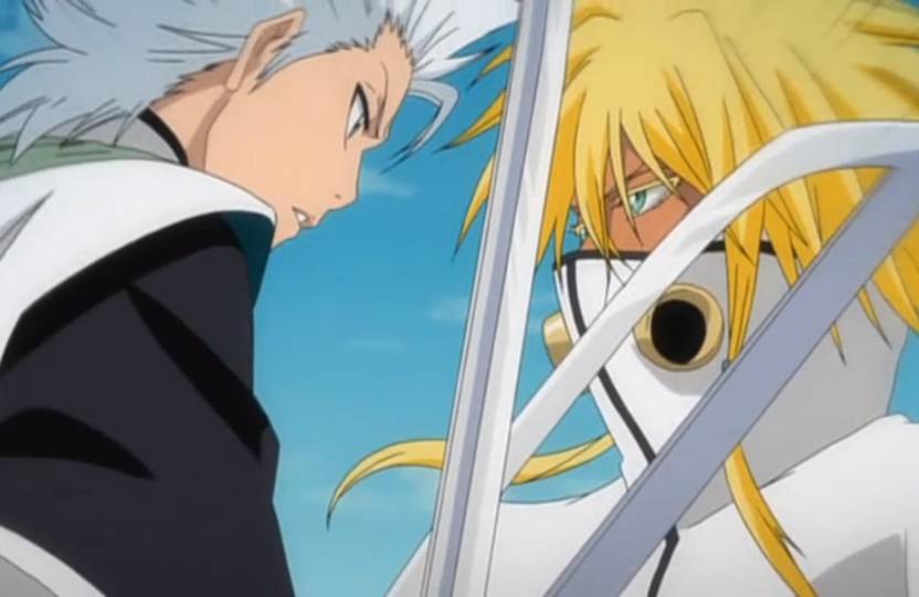 Hitsugaya bertarung melawan Harribel. (dok. Studio Pierrot/Bleach)