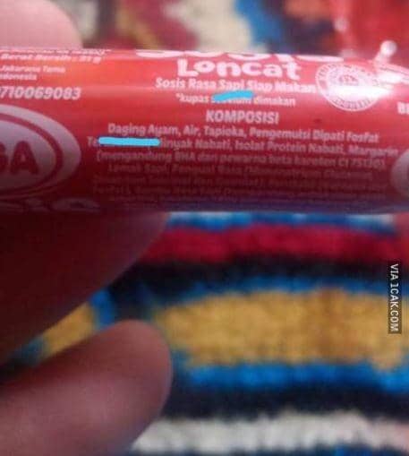 label komposisi makanan lucu (twitter.com/onecak)