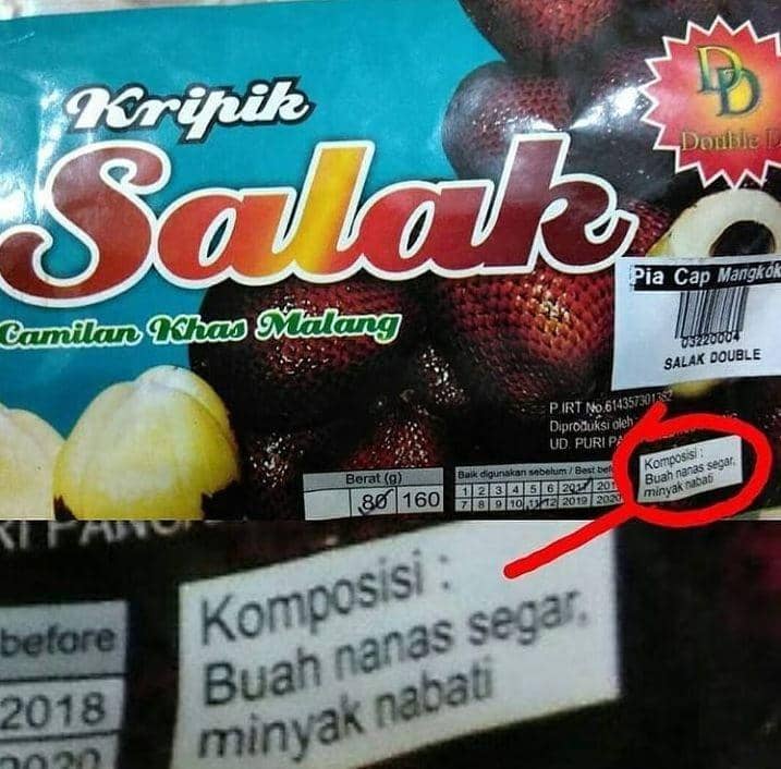 label komposisi makanan lucu (instagram.com/recehtapiviral)