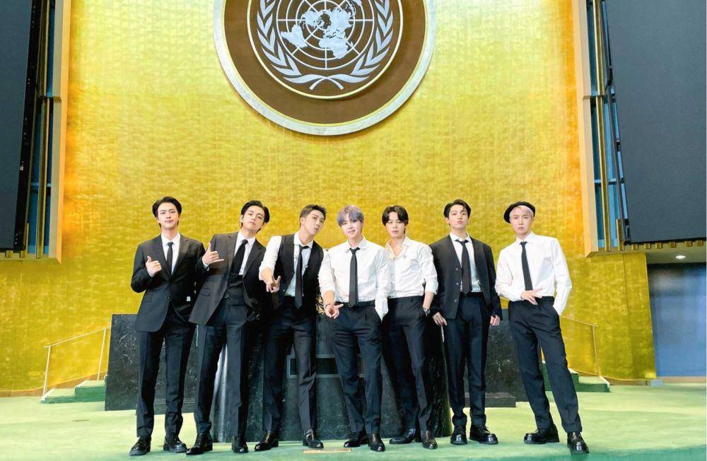 BTS di gedung United Nations menghadiri Majelis Umum PBB ke-76 (twitter.com/bts_bighit)