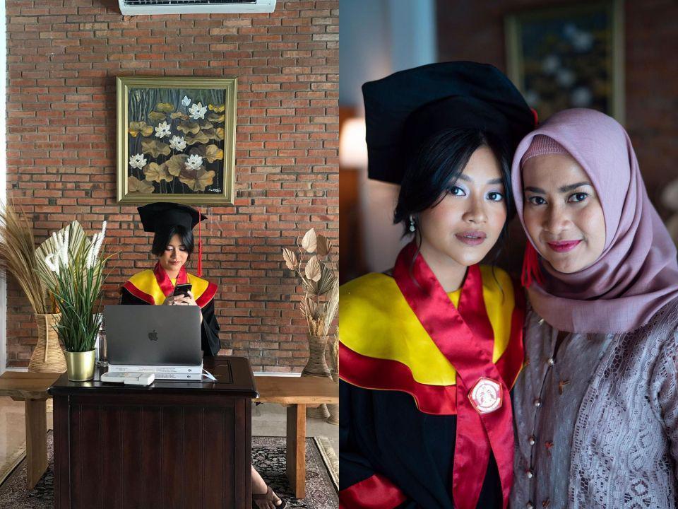 Raih Sarjana Hukum, 10 Potret Wisuda Virtual Siti Adira Kania