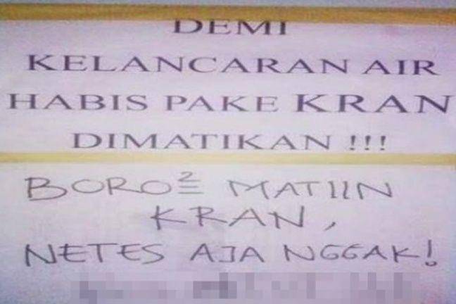 pengumuman lucu di toilet (instagram.com/recehtapiviral)