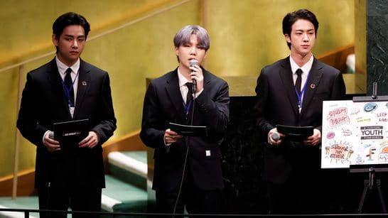 V, Suga, dan Jin di UNGA
