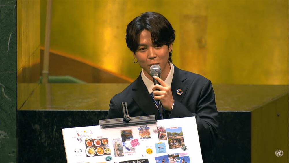 Jimin BTS di UNGA Majelis Umum PBB ke-76 (youtube.com/United Nations)