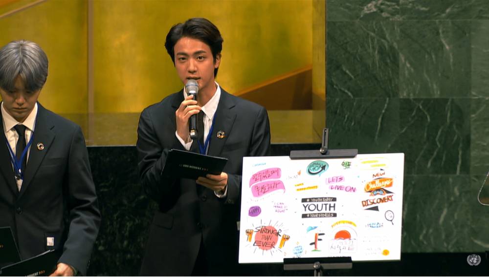 Jin BTS di UNGA Majelis Umum PBB (youtube.com/United Nations)