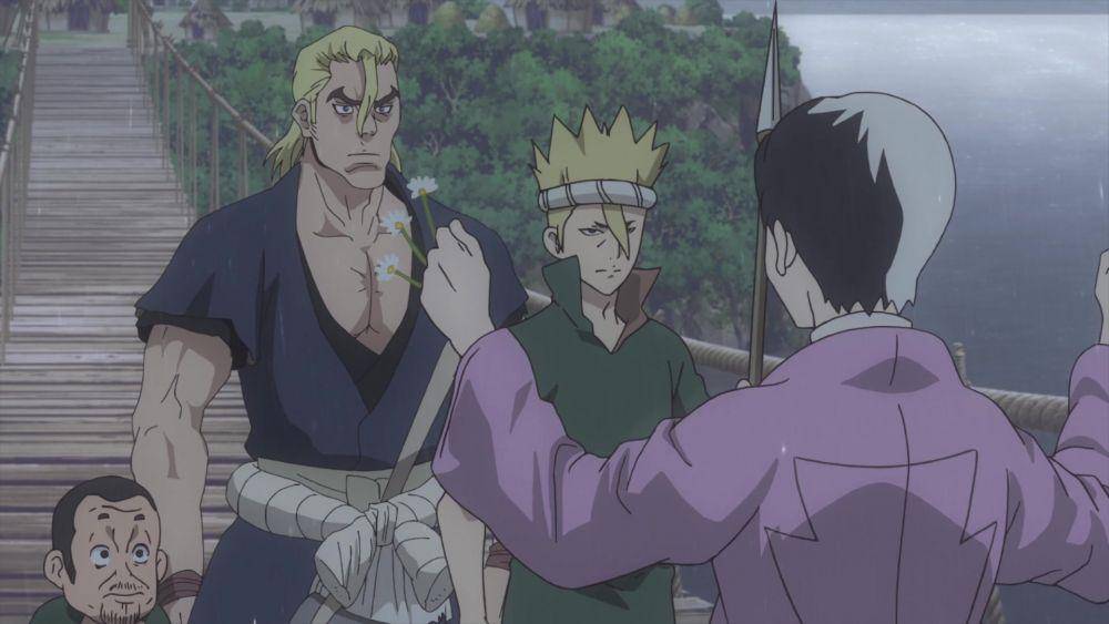 Gen menipu Magma dengan trik sulap. (dok. TMS Entertainment/Dr. Stone)