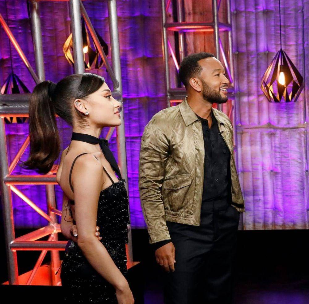 Ariana Grande dan John Legend di The Voice US. (instagram.com/nbcthevoice)