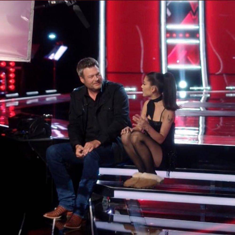 Ariana Grande dan Blake Shelton di The Voice US. (instagram.com/arianagrande)