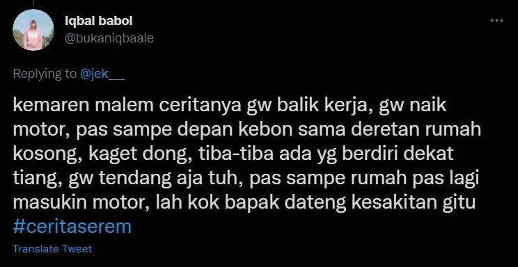 cerita seram warganet (twitter.com/bukanaqbaale)