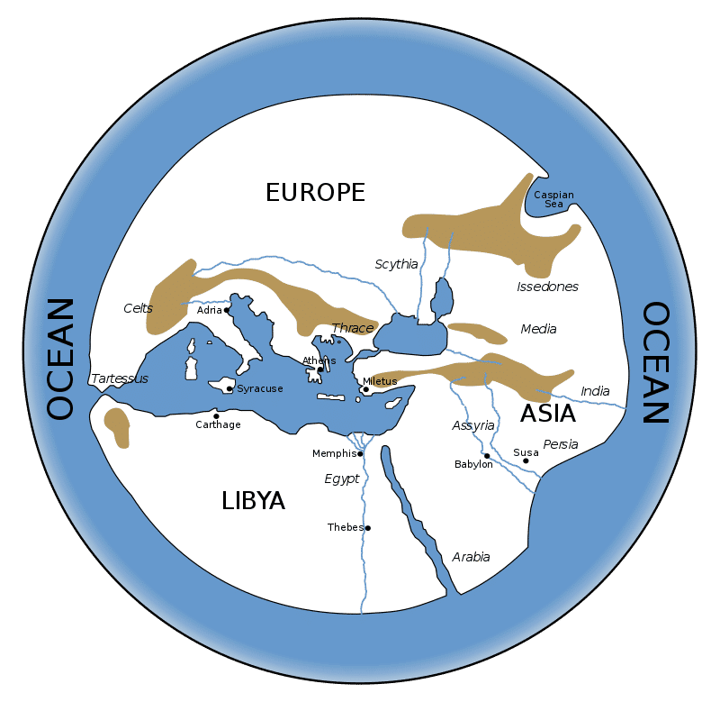 ilustrasi rekonstruksi Peta Hecataeu (digitalmapsoftheancientworld.com)