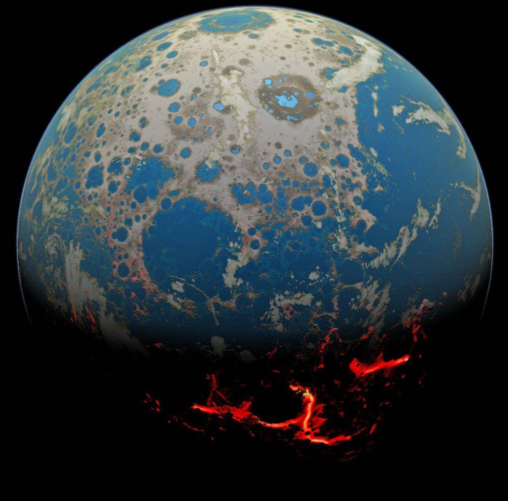 Ilustrasi Bumi disaat mulai dingin dan stabil. (earth.com)