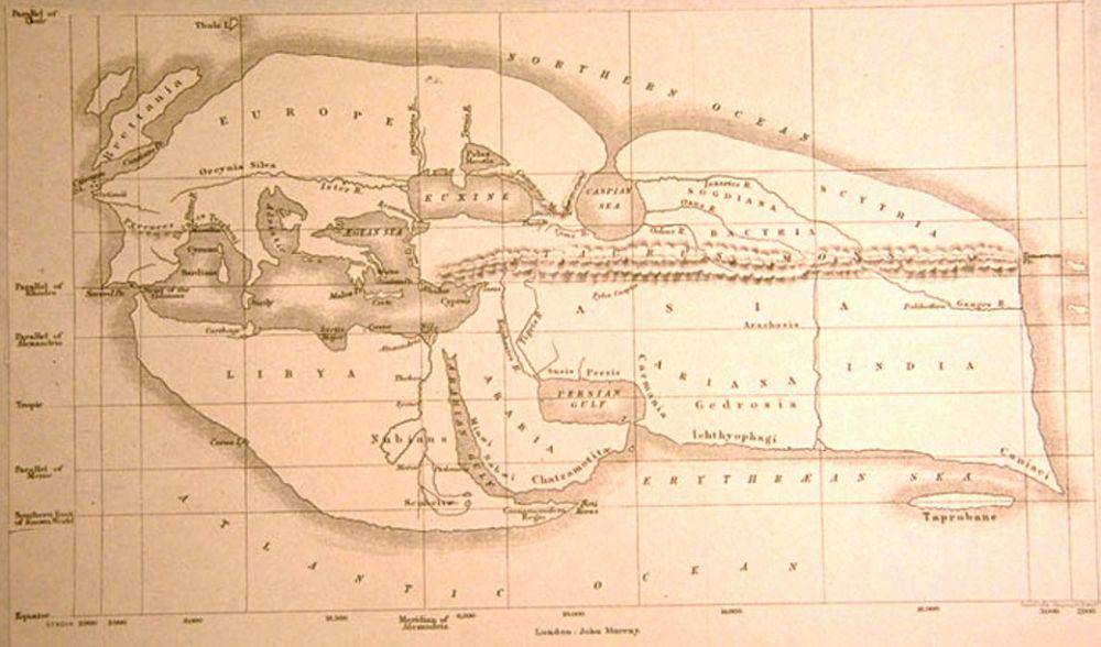 rekonstruksi Peta Eratosthenes pada tahun 1883 (digitalmapsoftheancientworld.com)