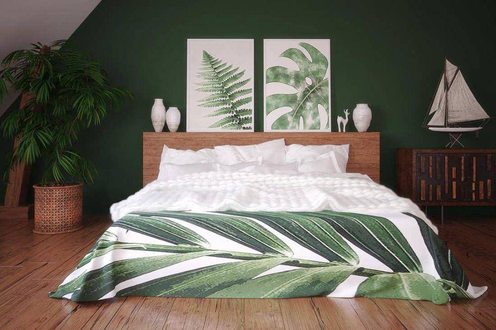 ilustrasi kamar tidur bernuansa hijau (homedecorbliss.com)