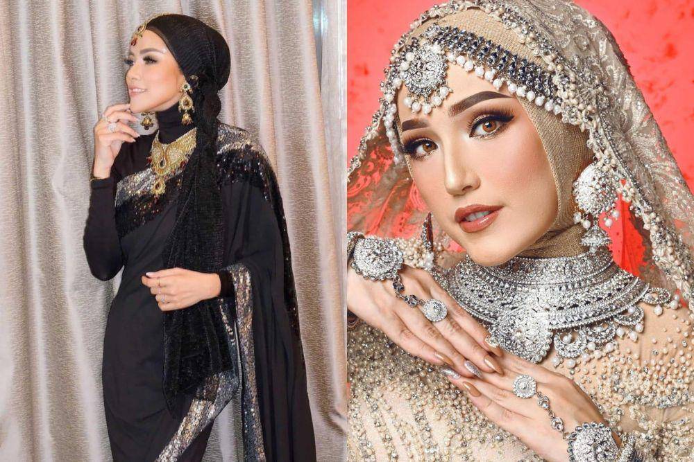 potret artis berhijab pakai baju khas India (instagram.com/ollaramlan | instagram.com/adeliapasha)