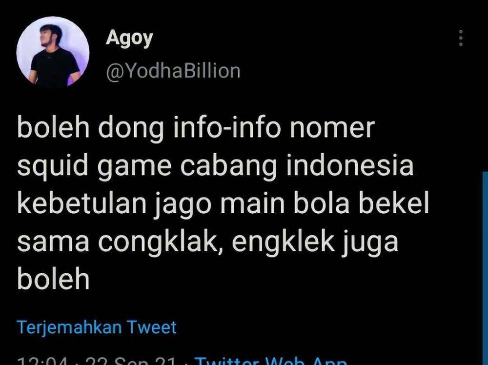 tweet lucu 'Squid Game' lokal (twitter.com/YodhaBillion)