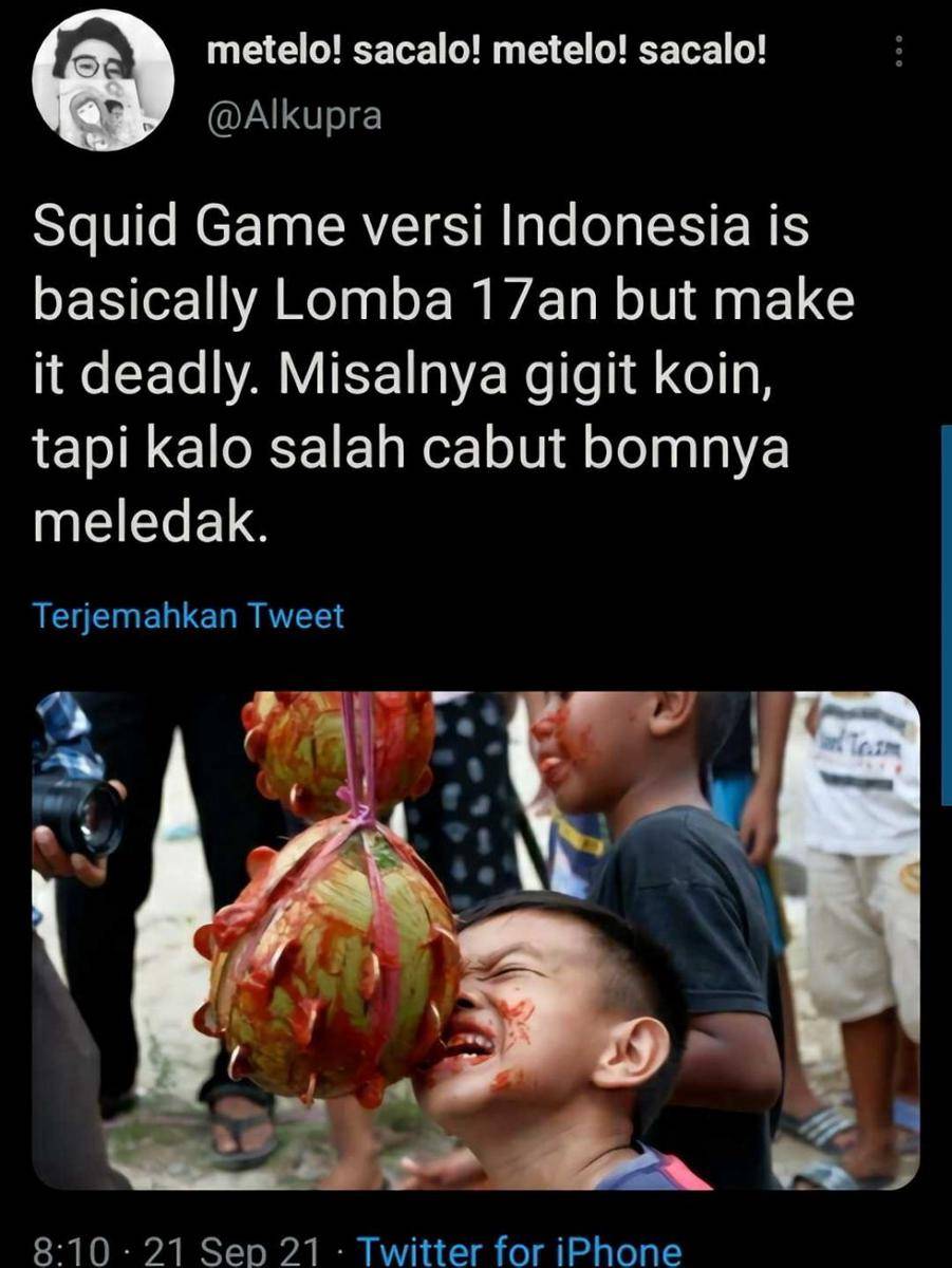 tweet lucu 'Squid Game' lokal (twitter.com/Alkupra)