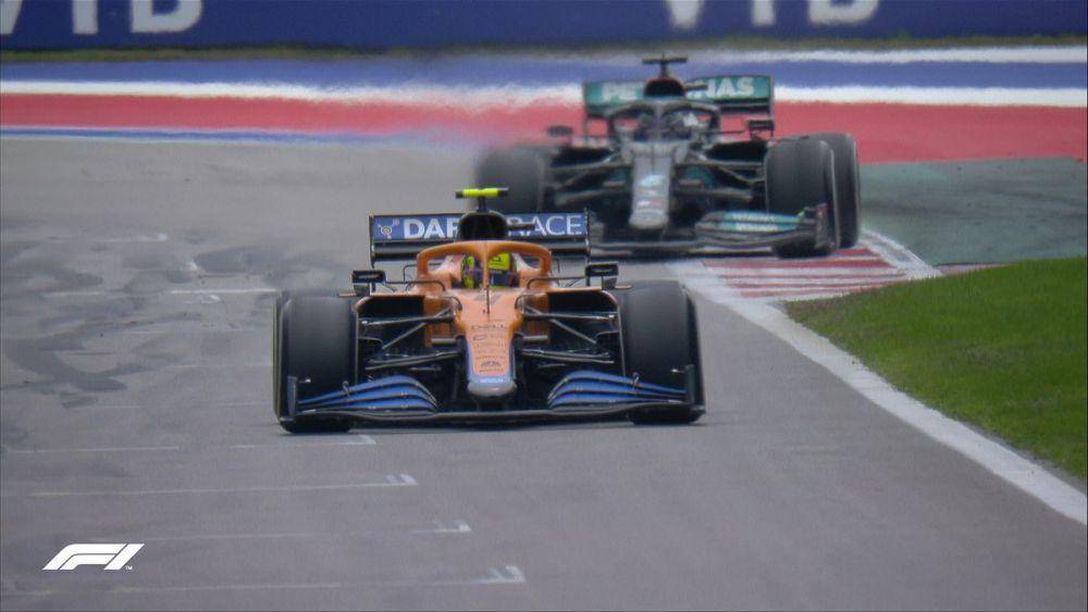 Lando Norris pada balapan GP Rusia (twitter.com/F1)